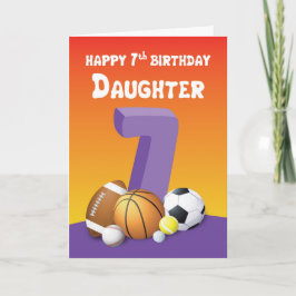 Cartão Filha 7 Birthday Sports Balls