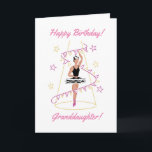 Cartão Filha Balé e Cozinhada (Preta/Marrom)<br><div class="desc">Uma bela torta de bailarina na luz do calcanhar, com uma corda giratória de bunting caindo enquanto ela gira, com estrelas girando em volta! O bunting carregar a mensagem Happy Birthday". Deseje à sua neta especial um aniversário maravilhoso com este cartão de aniversário de balé. Um cheio de cartas de...</div>