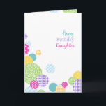 Cartão Filha colorido abstrata do feliz aniversario dos<br><div class="desc">círculos,  bolhas,  feminino,  modernas,  pontos,  pontos,  bolinhas,  mãe,  na moda,  colorido,  mamã,  aniversário,  "feliz aniversario",  bday,  contemporâneo,  branco,  multicolorido,  colorido,  bonito,  feminino,  feminino,  na moda,  filha</div>