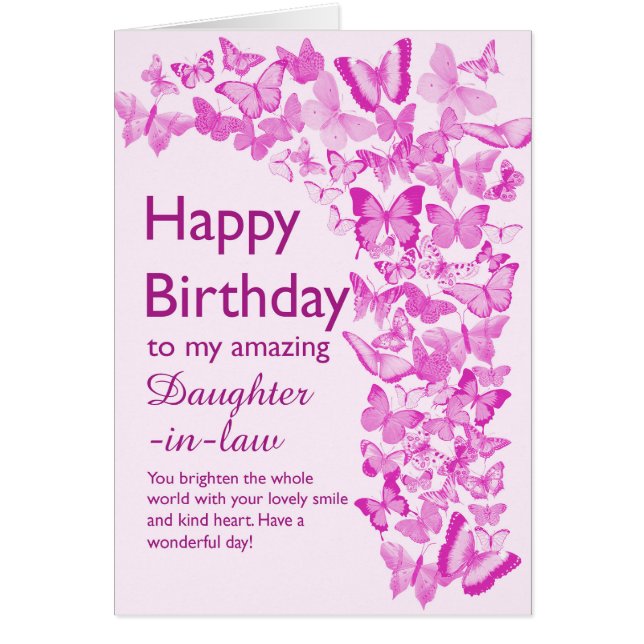 Cartão Filha da Lei Borboletas de Aniversário (Frente)