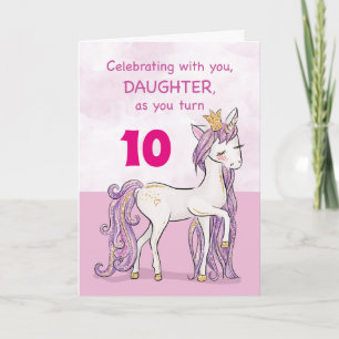 Cartão Filha de Idade Personalizada Aniversário Cavalo Ro