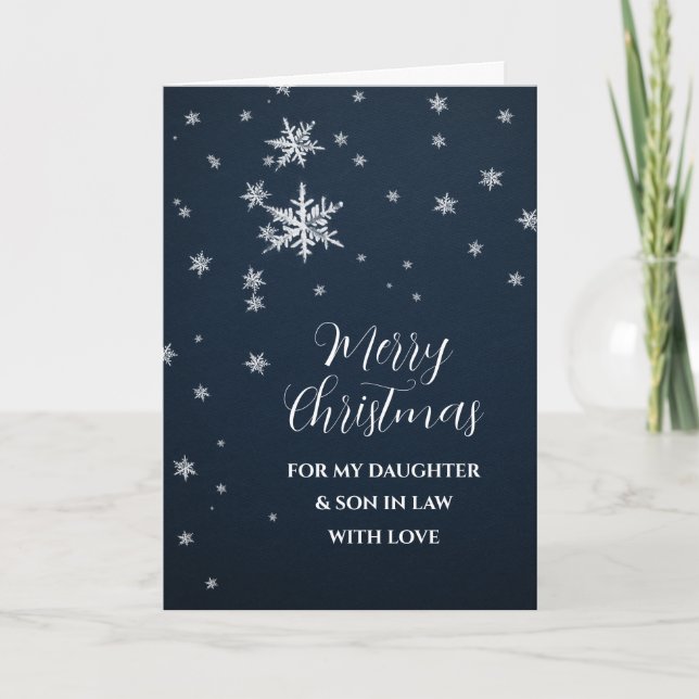 Cartão Filha de Neve e Filho em Direito Feliz Natal (Frente)