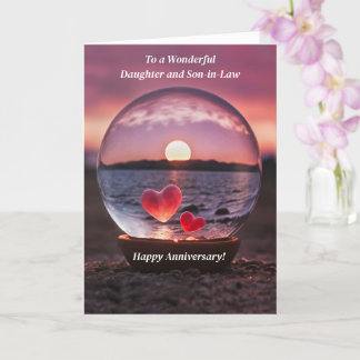 Cartão Filha e Filho em Corações de Direito Aniversário