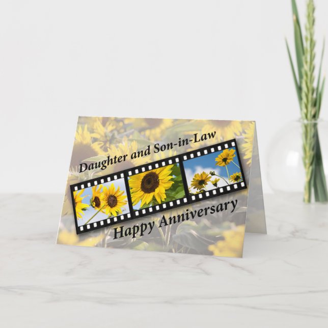 Cartão Filha e genro, Aniversário Cura de Girassol (Frente)