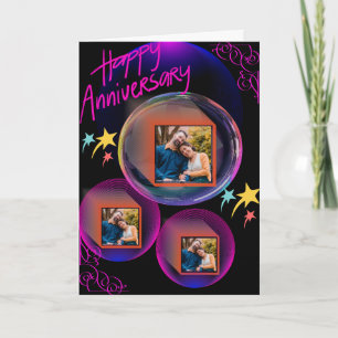 Cartão Filha e marido do feliz aniversário de roxo preto