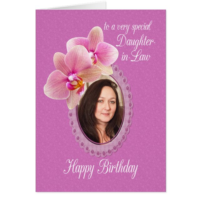 Cartão Filha em Direito Aniversário Especial Deseja Orquí (Frente)