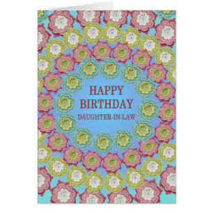 Cartão Filha Em Lei Aniversário De Flores De Crochê