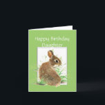 Cartão Filha engraçada do aniversário, coelho bonito,<br><div class="desc">Este coelho pequeno quer dizer a filha do feliz aniversario e deixa-nos comemorar com bolo de cenoura</div>