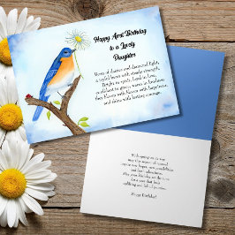 Cartão Filha Feliz Aniversário de Abril com Pássaro Azul