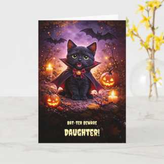 Cartão Filha Feliz Halloween Gatinho Fofo Gato Vampiro 