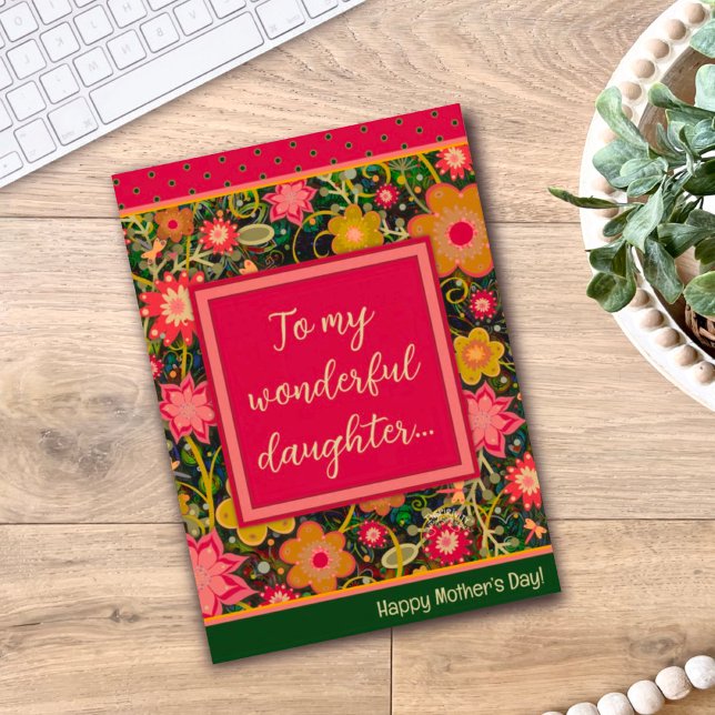 Cartão Filha Floral Bonito Única Feliz Dia das Mães (Criador carregado)