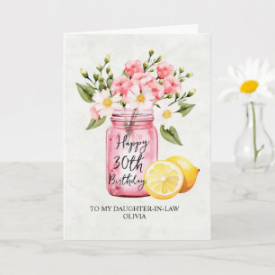 Cartão Filha Floral Rosa Na aniversário de 30 anos De Lei
