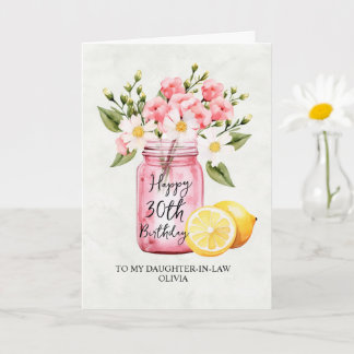 Cartão Filha Floral Rosa Na aniversário de 30 anos De Lei