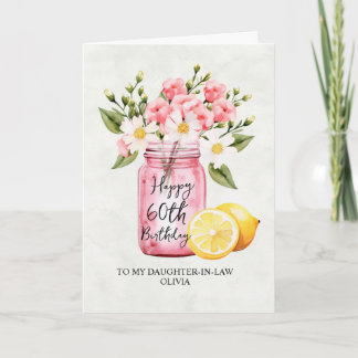 Cartão Filha Floral Rosa Na Lei 60º Aniversário