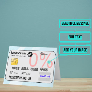 Cartão Filha ou Filho Falso Crédito Aniversário