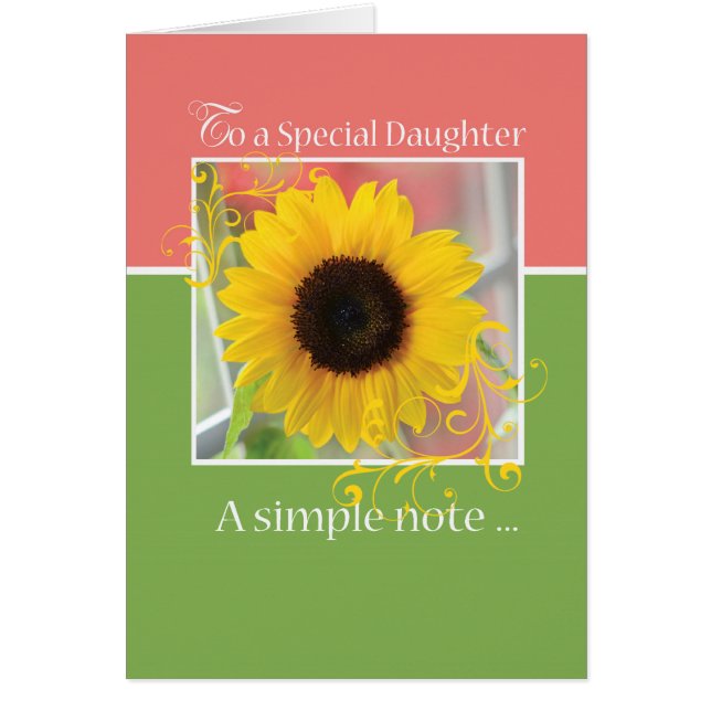 Cartão Filha, só uma nota Girassol (Frente)