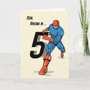 Cartão Filho 5 Birthday Super Herói