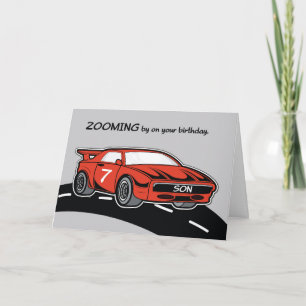 Cartão Filho Aniversário 7 Vez do Esporte Vermelho Carro