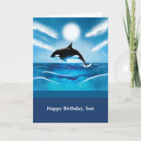 Filho Aniversário com Orca Baleia no Oceano
