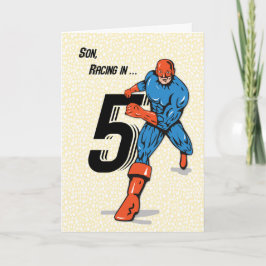 Cartão Filho aniversário de 5 anos super-herói