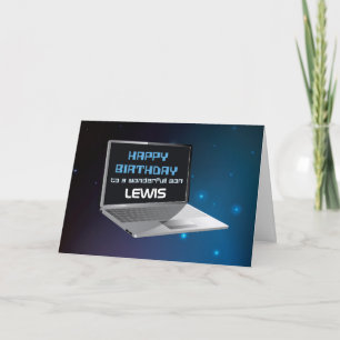 Cartão Filho Aniversário Personalizável Nome com Comput