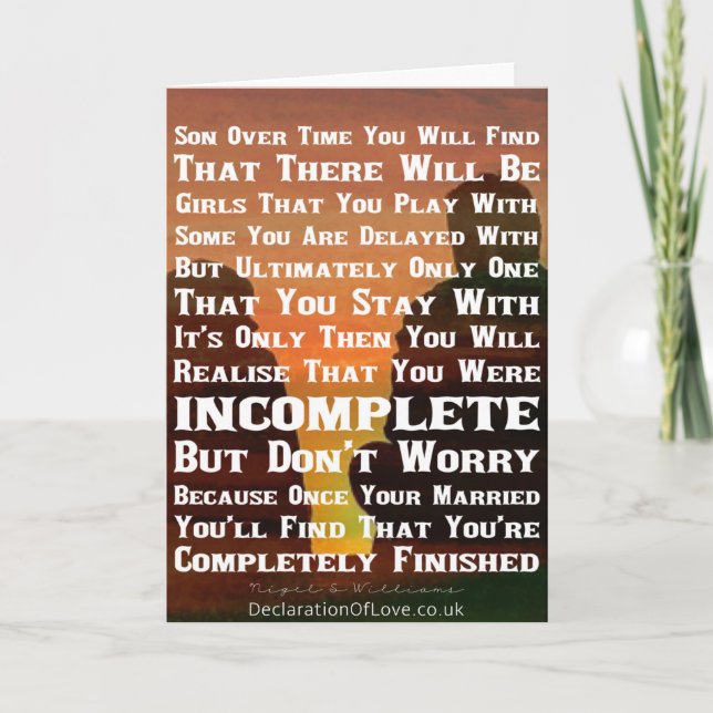 Cartão Filho, aqui está um conselheiro paternal (Frente)