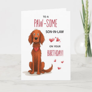 Cartão Filho da Lei Setter Irlandês Aniversário Whimsical