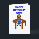 Cartão Filho do feliz aniversario!<br><div class="desc">Um cartão reconfortante e cómico a um filho em seu aniversário! A parte dianteira do cartão mostra um homem vestido como um menino que funde para fora suas velas do aniversário; Uma maneira cómico de considerar um filho com mães eyes. Dentro de lê um poema que eu escreva: Eu olhei-o...</div>