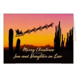 Cartão Filho e Filha em Direito Deserto de Papais noeis d