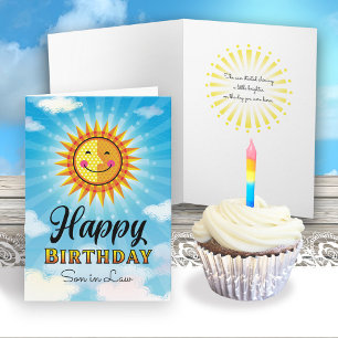 Cartão Filho em Direito Aniversário Amarelo Sorrindo Cart