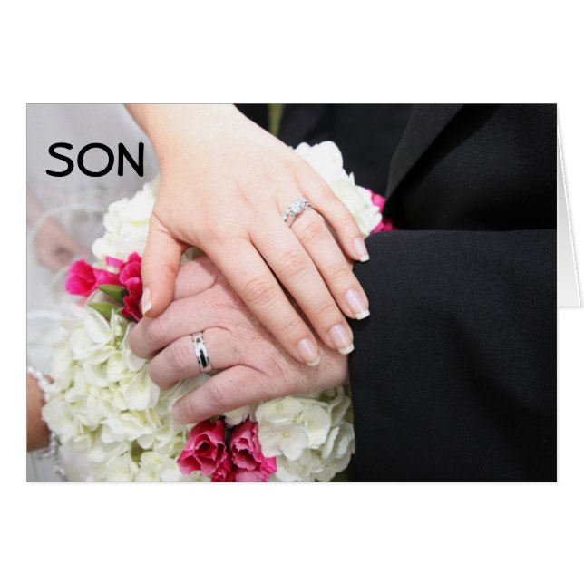 CARTÃO ***FILHO*** NO DIA DO CASAMENTO" DESEJANDO FELICID (Frente Horizontal)