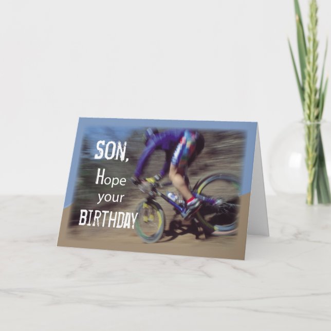 Cartão Filho Sports Mountain Bike Birthday (Frente)