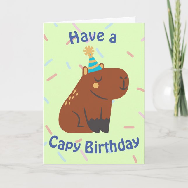 Cartão Filhos de Aniversário da Capybara Capy Capy, Cute  (Frente)
