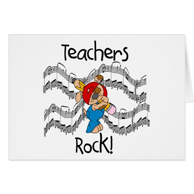 Cartão Filhote de cachorro com a rocha dos professores do (Frente Horizontal)