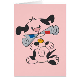 Cartão Filhote de cachorro com t-shirt e presentes do