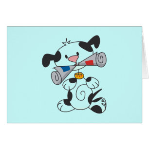 Cartão Filhote de cachorro com t-shirt e presentes do jor