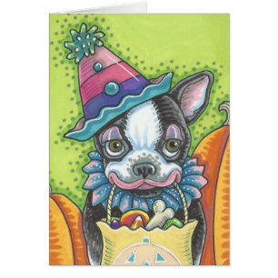 Cartão FILHOTE DE CACHORRO de BOSTON TERRIER, vazio do