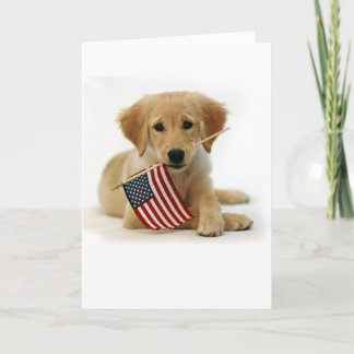 Cartão Filhote de cachorro e bandeira do golden retriever