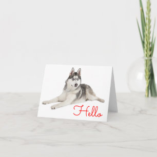 Cartão Filhote de Husky Siberiano Olá, Pensando em Você