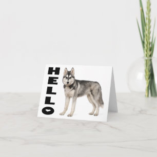 Cartão Filhote de Husky Siberiano Olá, ,Saudades, Amor