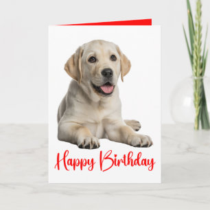 Cartão Filhote de Labrador Retriever Amarelo Aniversário