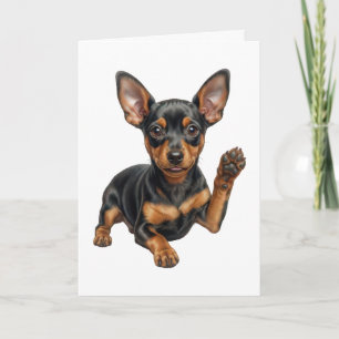 Cartão Filhote de Pinscher Miniatura Min Pin Cachorro Pai