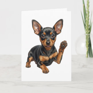 Cartão Filhote de Pinscher Miniatura Min Pin Cachorro Pai