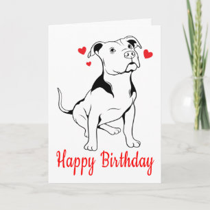 Cartão Filhote de Pitbull Aniversário Pittie Pit Bull Ama