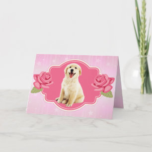 Cartão Filhote de Retriever Dourado Fofo no Dia das Mães