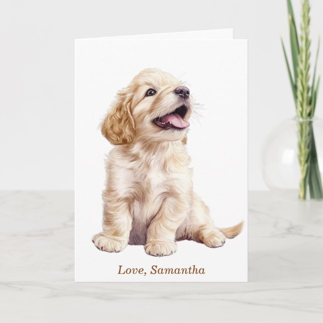 Cartão Filhote de Retriever Dourado Personalizado (Frente)