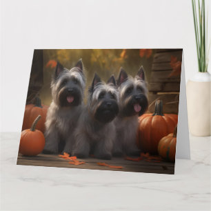 Cartão Filhote de Skye Terrier Delícia de Outono Abóbora