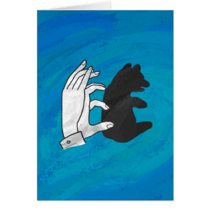 Cartão Filhote de Urso Sombra em Azul