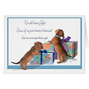 Cartão Filhotes de cachorro do Dachshund com uma mensagem