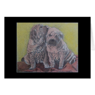 Cartão filhotes de cachorro do sharpei